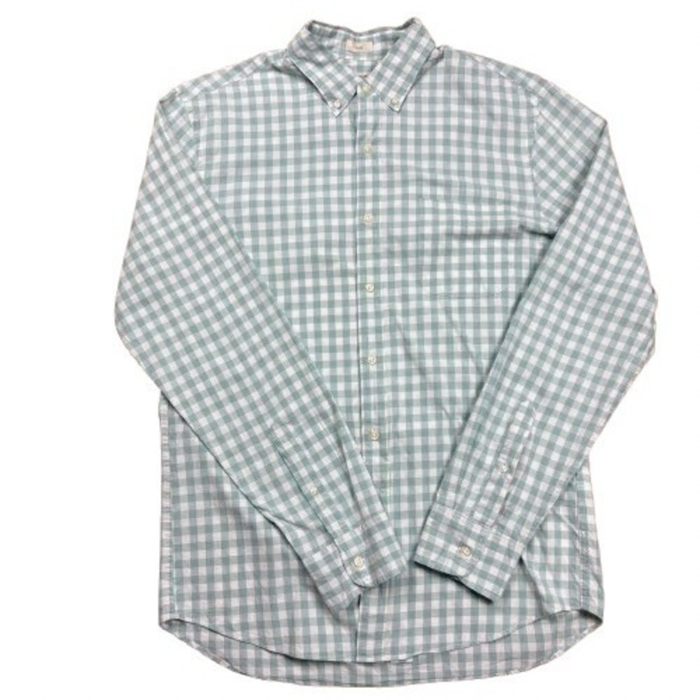 J. Crew Stretch Secret Wash Slim Fit Button Down Shirt Gingham Check Size Medium